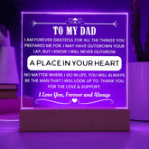 Custom Acrylic Display, Father’s Day Gift Idea, LED Night Light for Boyfriend’s Dad, Elegant Desktop Keepsake, Emotional Gift